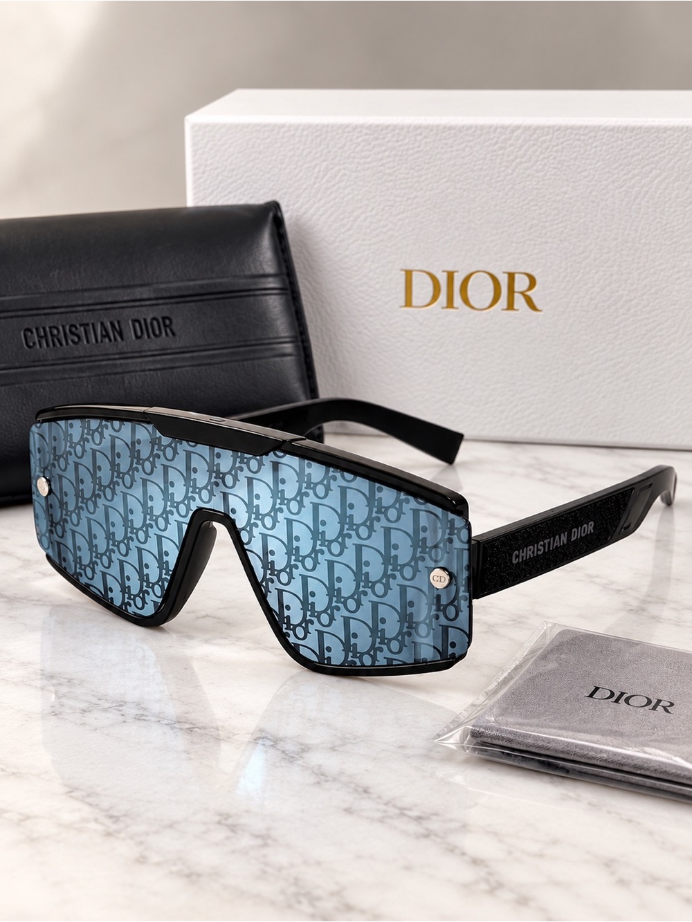 Authentic Dior Diorxtrem MU Sunglasses Oblique Blue Gray Interchangeable Lens